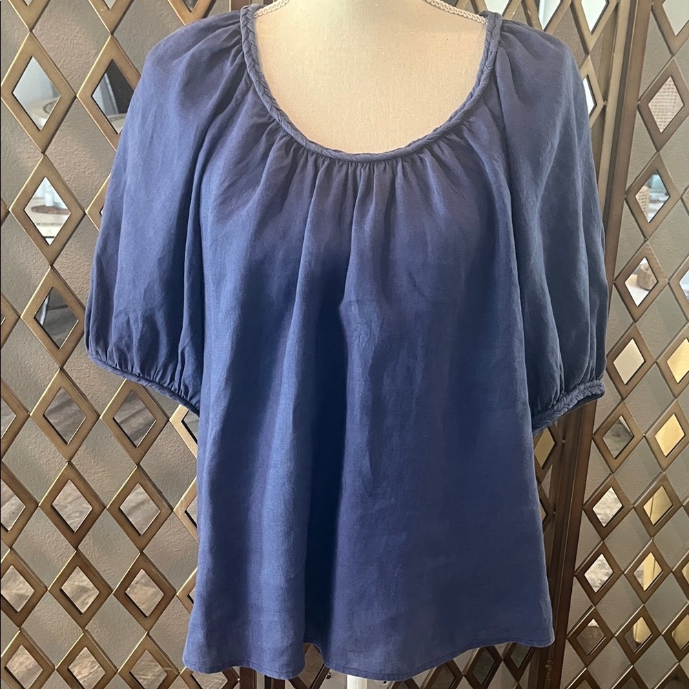 Lilly Pulitzer Purple Scoop-Neck Peasant Blouse Size Large